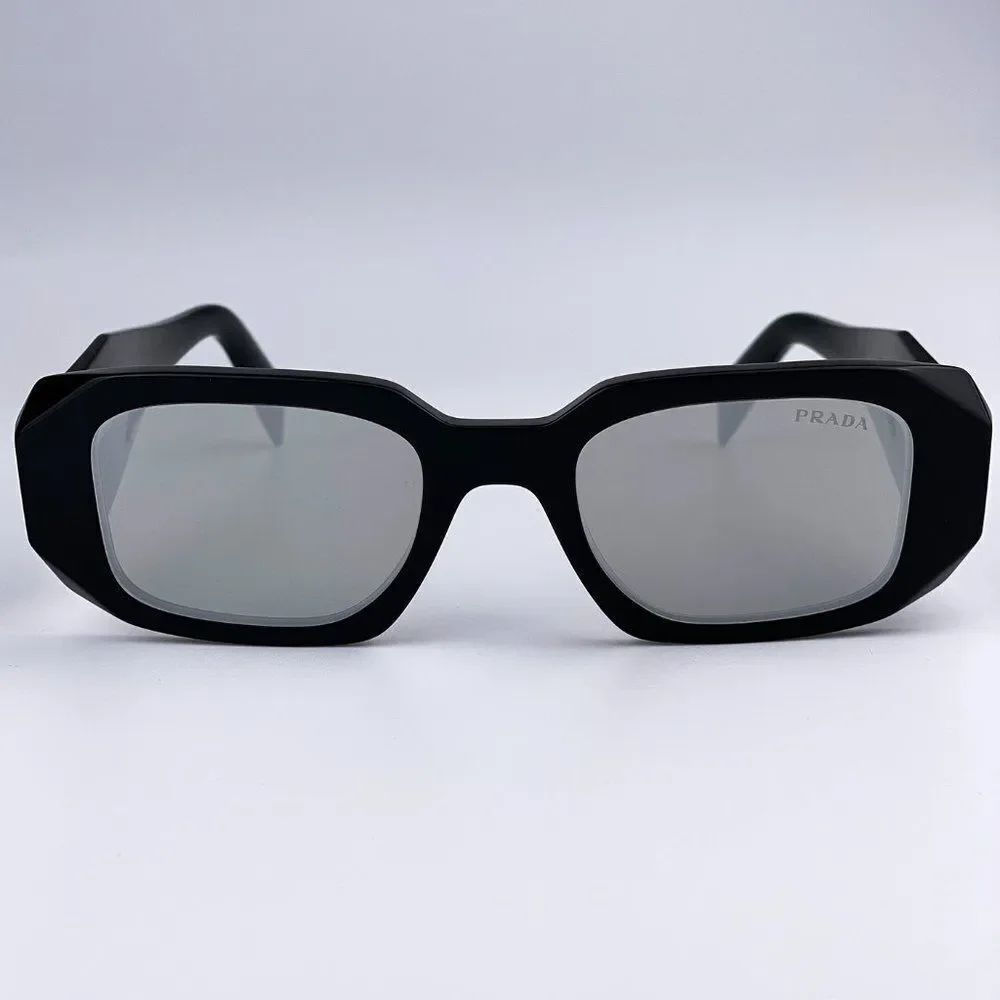 NEW Prada PR17WS 1AB2B0 Black Light Gray Mirrored Silver Square Unisex